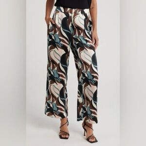 Pleione Wide Leg High Rise Satin Pants NWT Comfortable Size Large MSRP $68